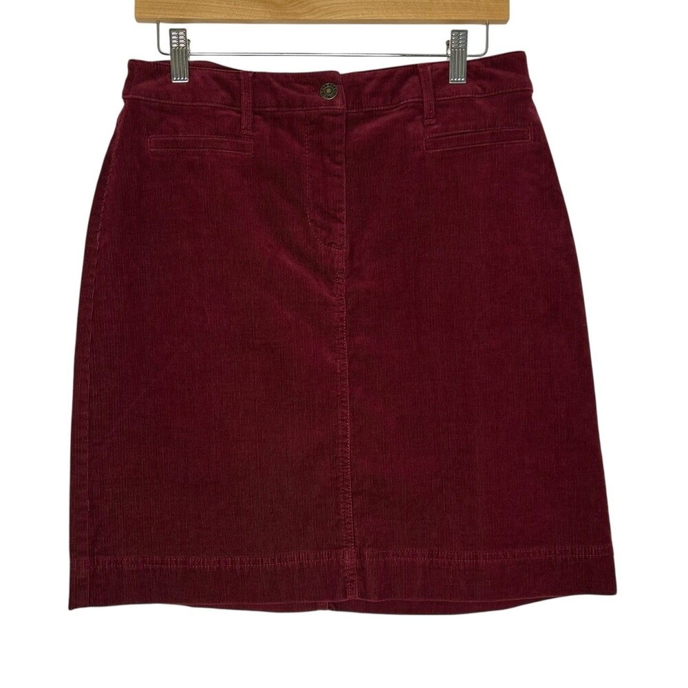 Talbots Burgundy Corduroy Mini Skirt Size 6 Preppy Cotton Stretch Hipster EUC - Picture 2 of 9